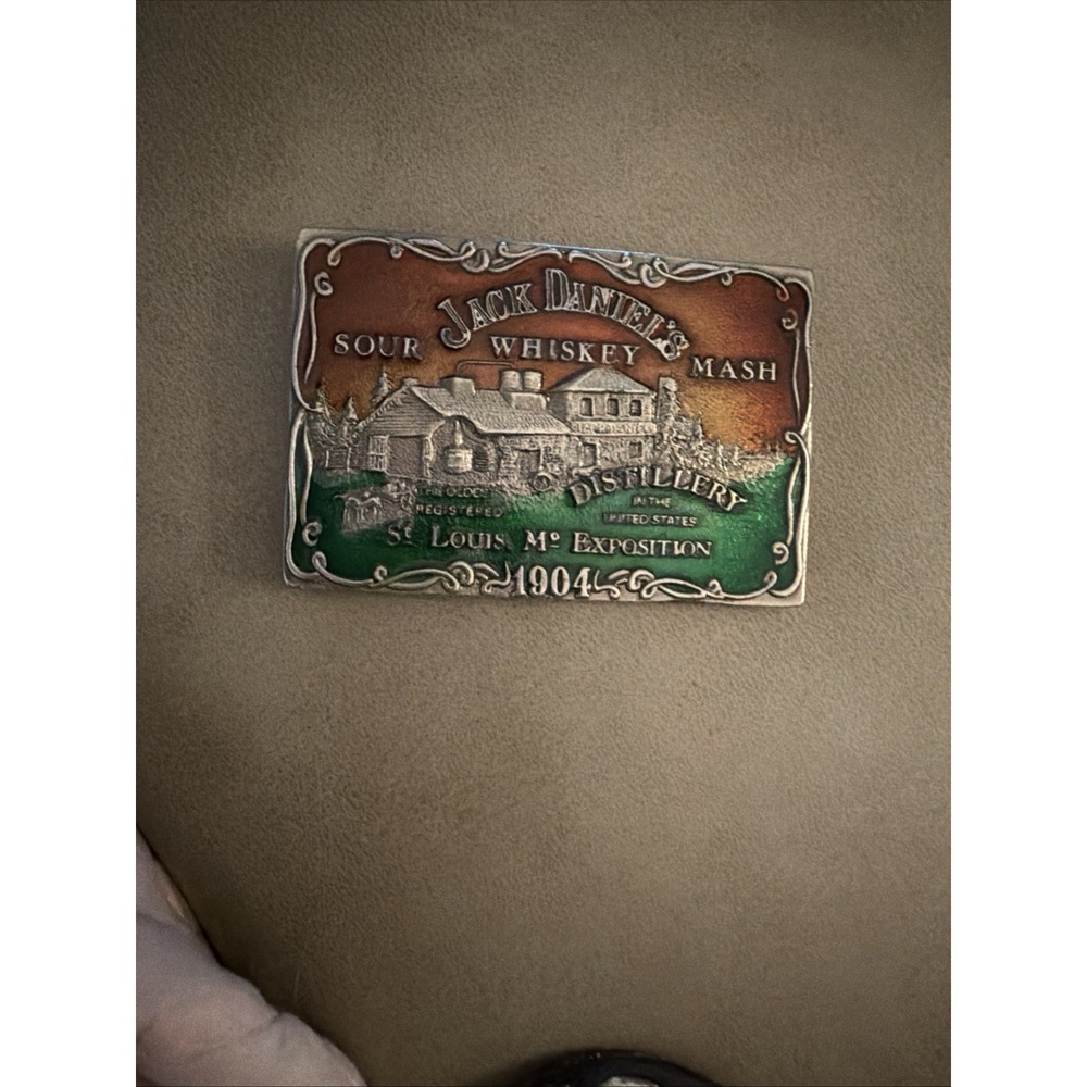 Jack Daniel's Sour Mash Whiskey Belt Buckle 1904 St Louis, 2 1/4" X 3 1/4